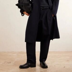 A.P.C Rue Madame Paris Cotton Pleated Pressed Trousers Navy Tapered Size Small